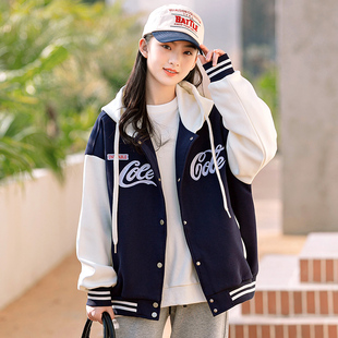 初中学生春秋外套少女大童美式棒球服2024新款短款高中生秋装上衣