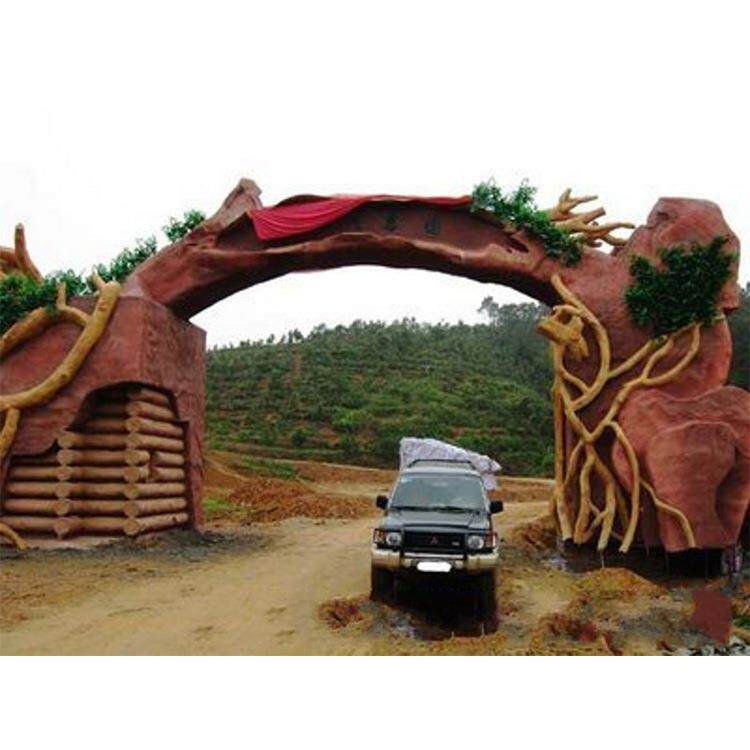 GRC门头雕塑玻璃钢卡通雕塑大门装饰仿真藤木生态园采摘园门头