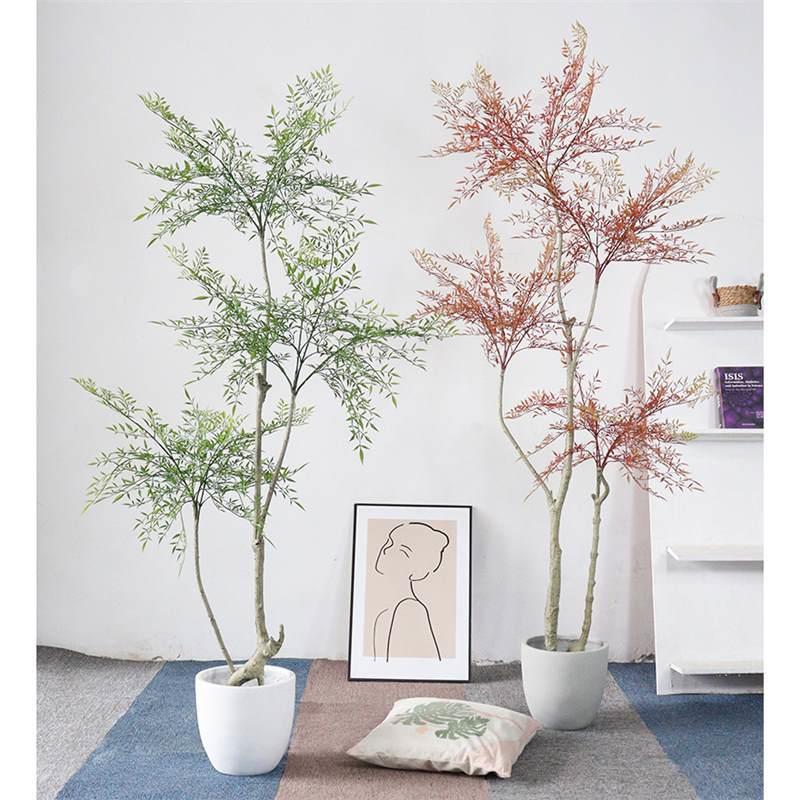 仿真南天竹轻奢仿真绿植布景摆件假绿植南天竹北欧风家居大盆栽