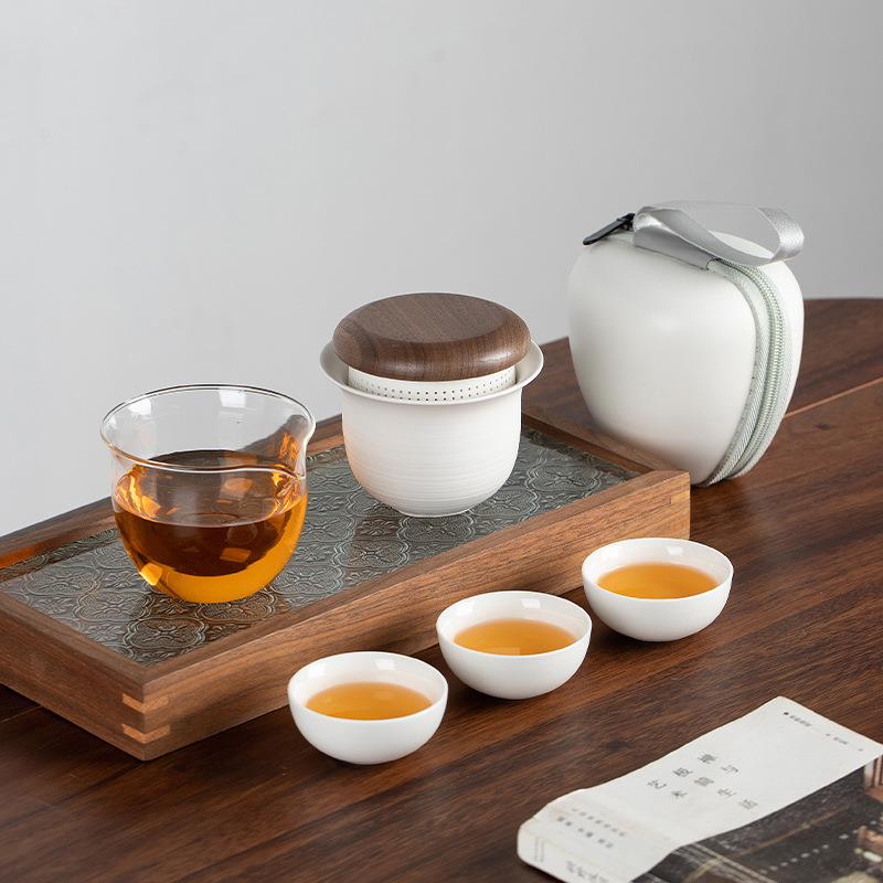 便携式旅行茶具套装简易户外游随身功夫泡茶壶茶杯出差露营快客杯
