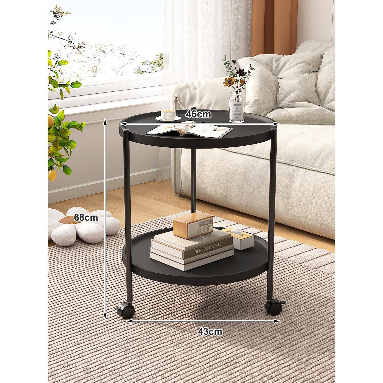 可移动茶几沙发边柜家用小边几阳台桌子床头置物架子简约带轮