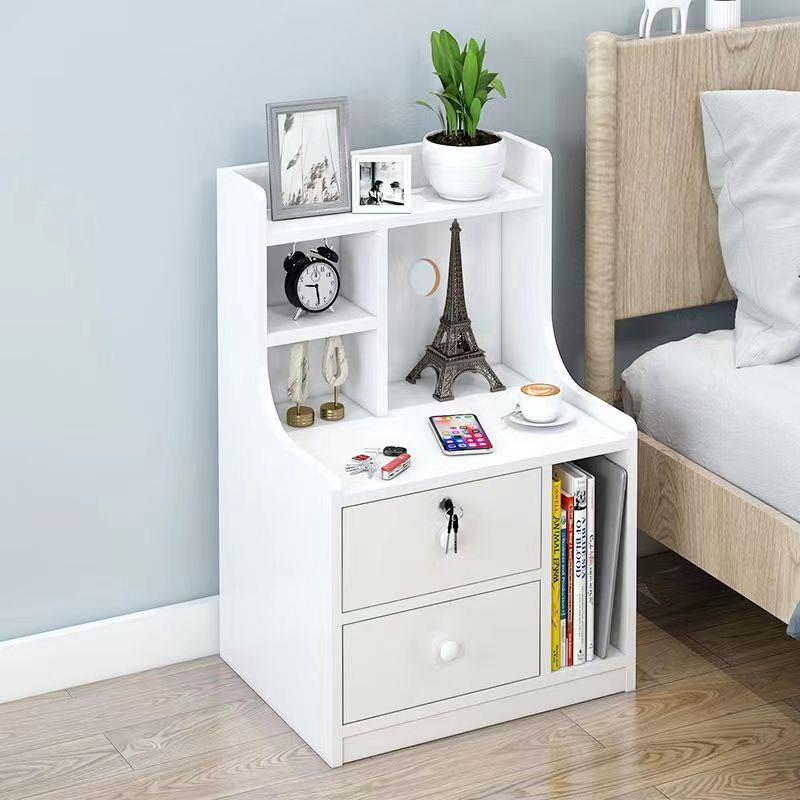 床头柜带锁卧室简约现代小户型出租房用落地床边收纳储物置何之章