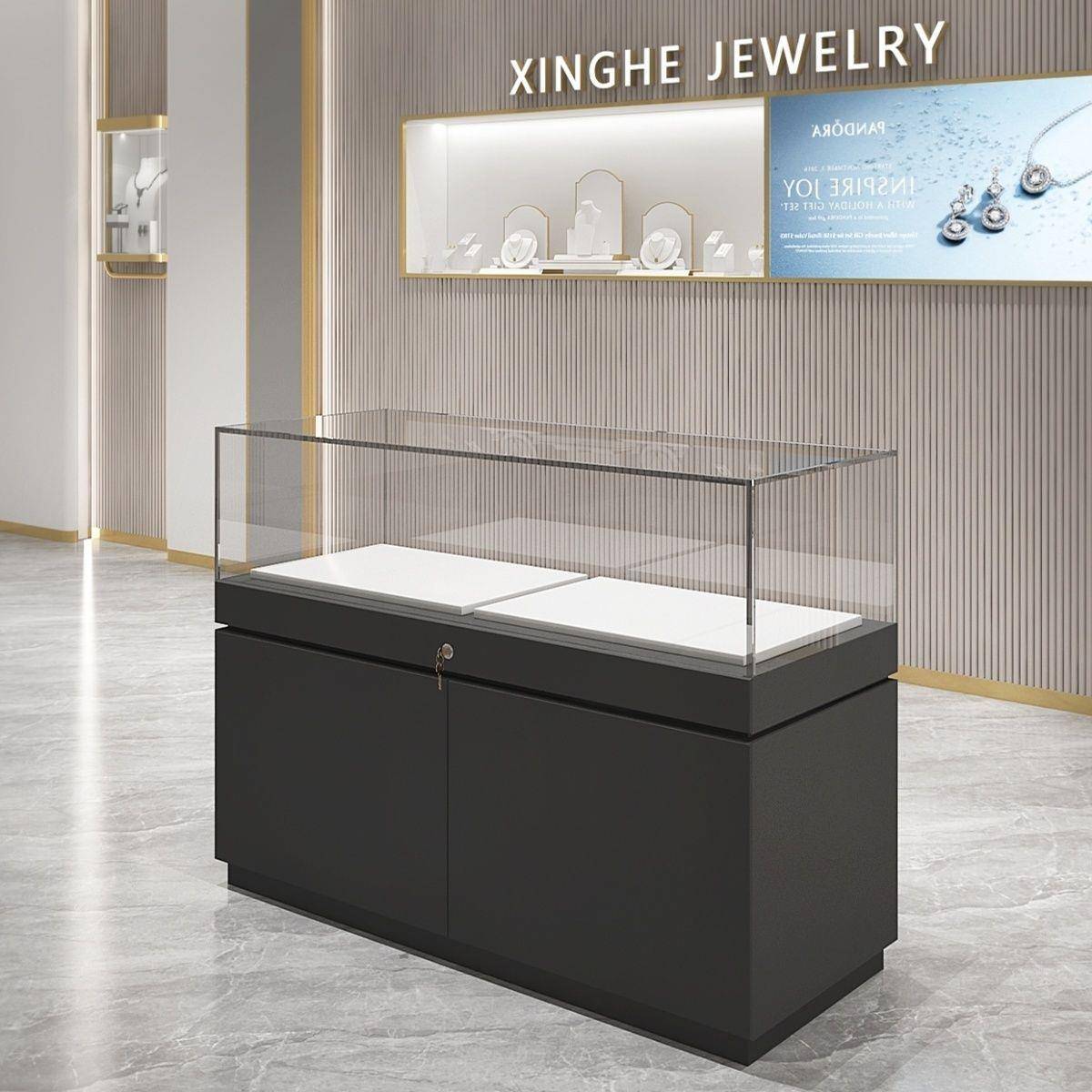 商场玻璃柜展示柜珠宝首饰柜台样品展览陈列柜博物馆文物展台