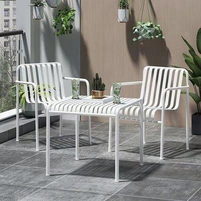 户外桌椅白色露天铁艺圆桌椅组合庭院别墅网红室外奶茶店休闲躺椅