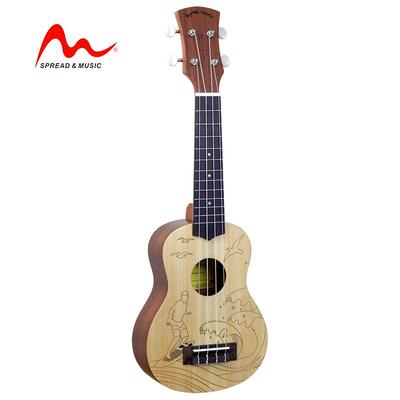 21寸尤克里里夏天冲浪图案云杉小吉他乌克丽丽