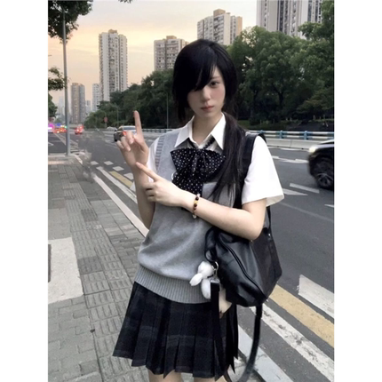 花千猪原创 小芥中背心 JK多色马甲针织棉毛衣日系jk制服百搭上衣