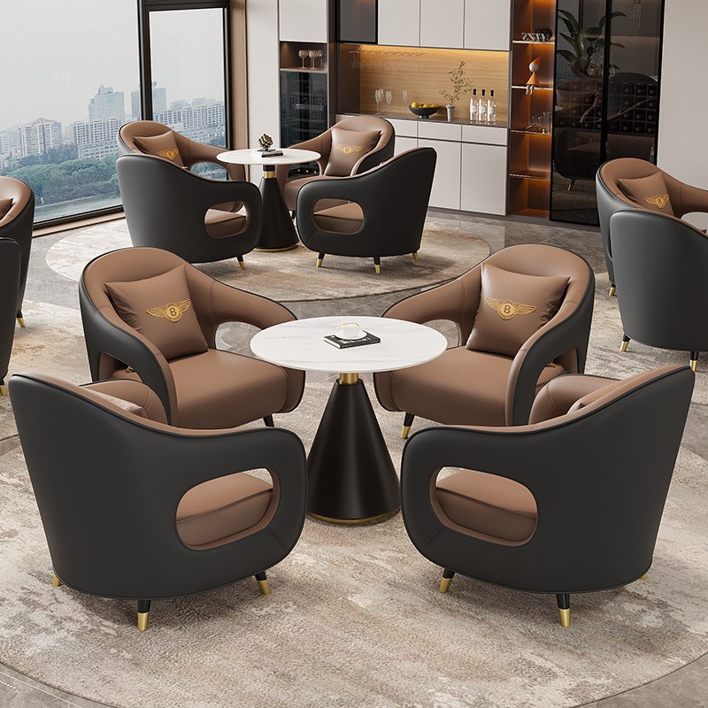 奶油风影楼选片区桌椅组合婚纱店休息区沙发美容院接待医美洽谈桌