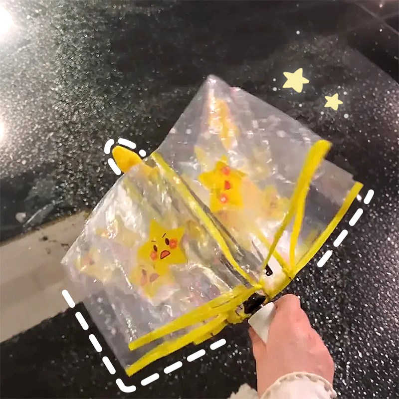 2025新款星星帽雨伞加大加厚加固透明自动伞女生上学用高颜值可爱