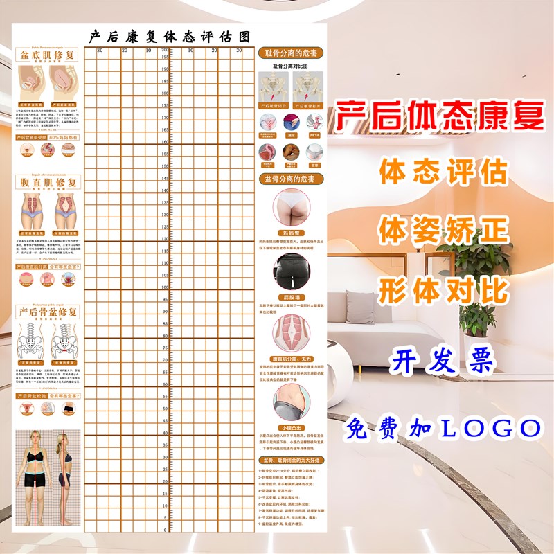 产后康复体态评估图修复体态矫正体姿对比体态分析测评表定制图表