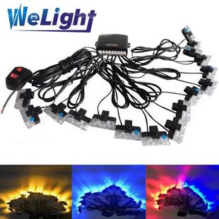 汽车红蓝爆闪灯一拖十六遥控中网爆闪警示灯改装开道远光反击灯