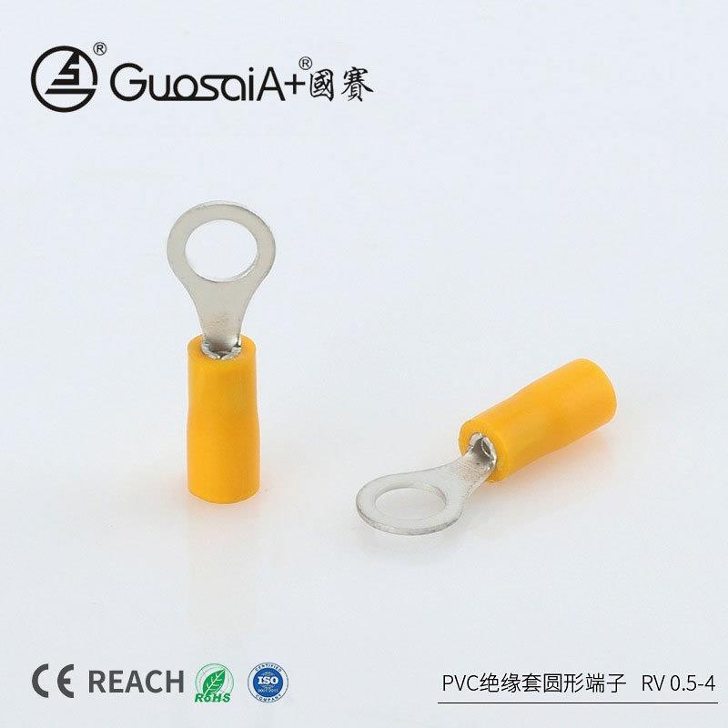 供应PVC非导体护套圆形端子RV0.5-4接线耳圆形冷压端头