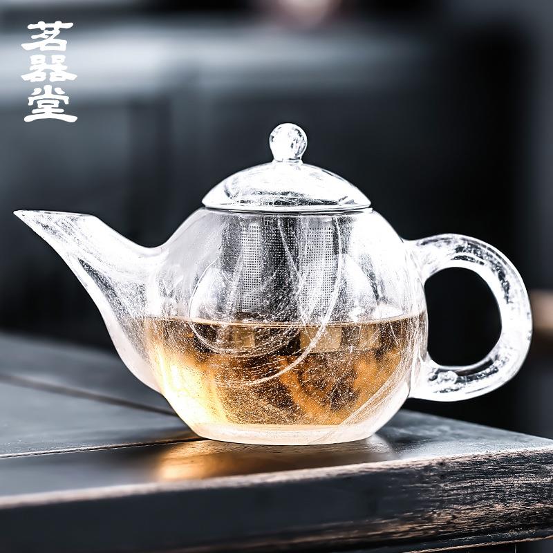 直销飘花水晶玻璃茶壶高档泡茶壶冰冻烧耐热琉璃泡茶器茶具