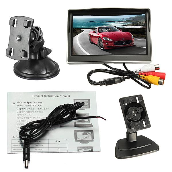 热销款车载显示器5寸TFTLCD高清屏幕显示器倒车显示器