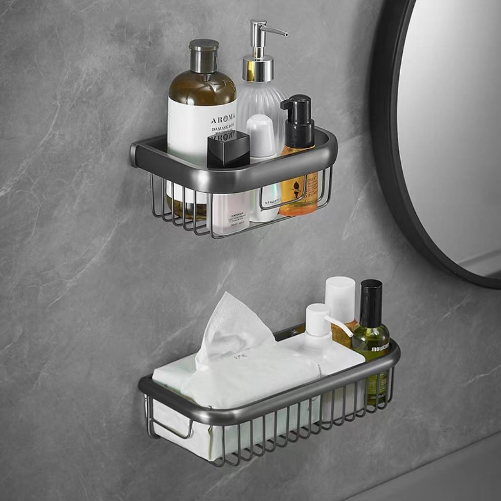 浴室置物架全铜卫生间四方网篮壁挂转角架子厕所双层三角收纳架