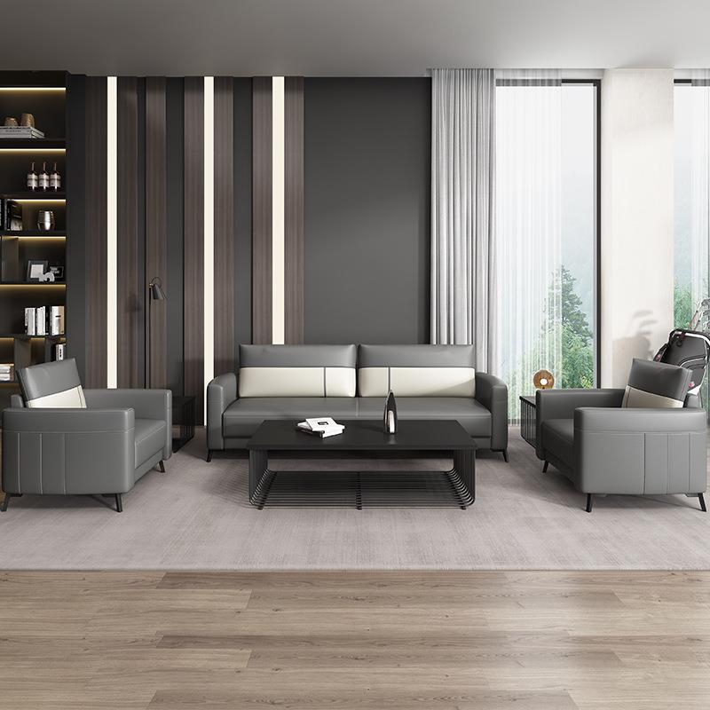 现货办公沙发商务接待洽谈茶几组合西皮办会客区办公沙发