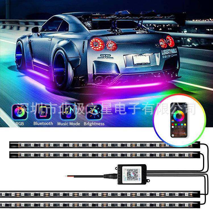 汽车底盘氛围灯改装声控APP幻彩流光装饰灯条LED幻彩跑马车底灯