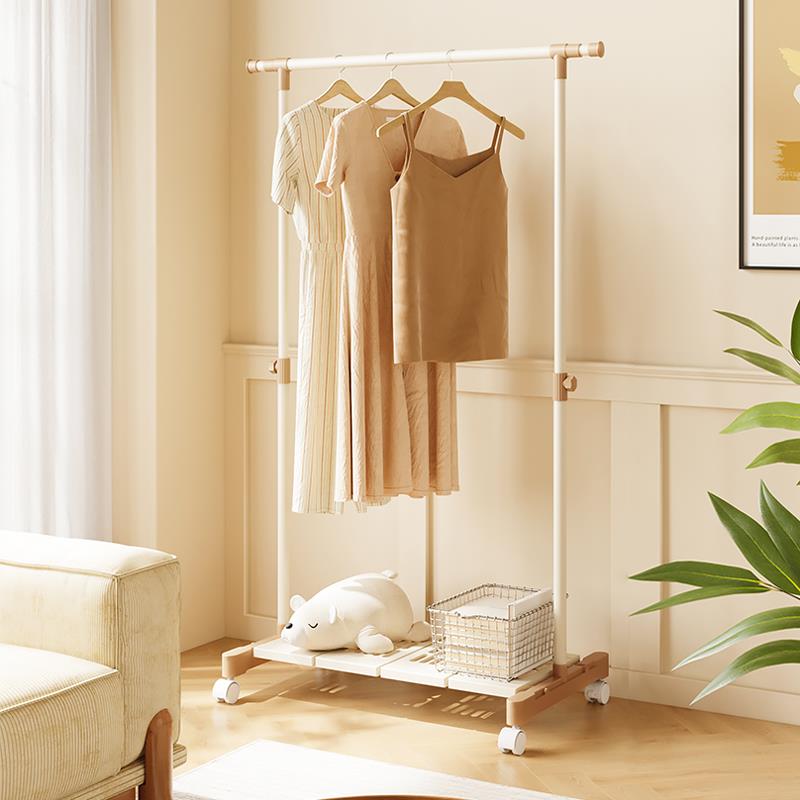 A9L卧室挂衣架落地可伸缩家用晾衣架室内移动衣帽架折叠晾衣杆