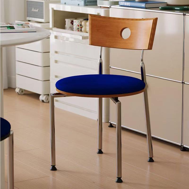 法式中古实木餐椅家用复古靠背贝格椅网红简约休闲化妆椅子高靠背