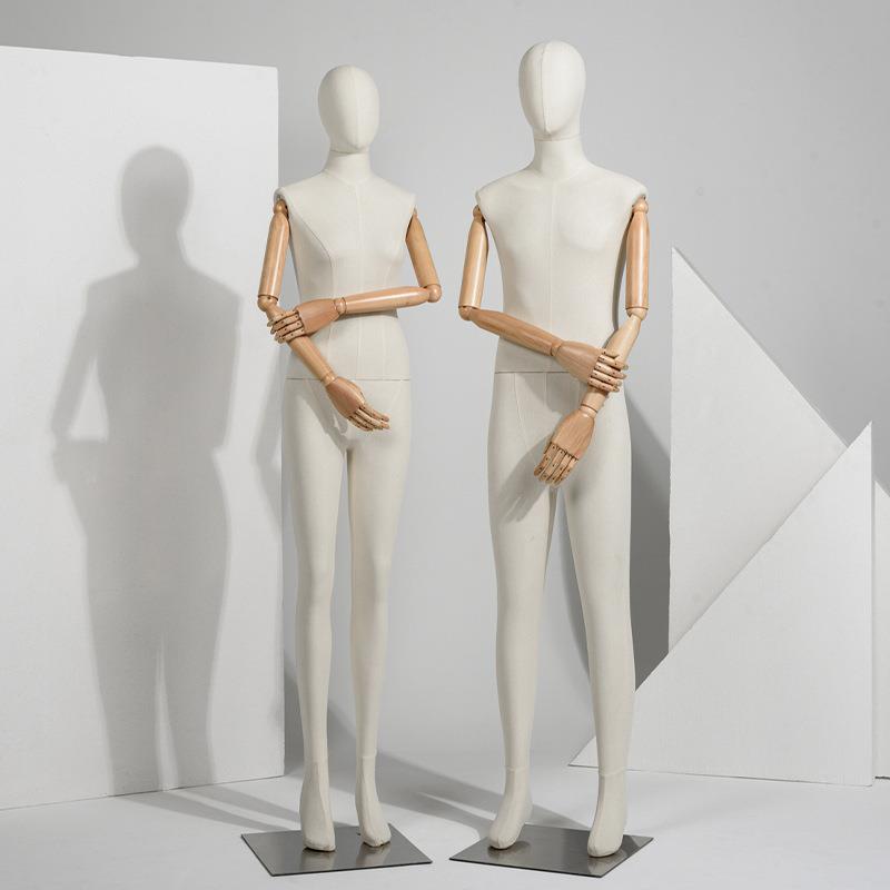 全身包布模特道具女情侣款服装店橱窗展示架实木手假人体男模特架