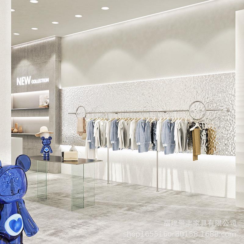 服装店衣服架子女装店货架童装店专用上墙展示架落地式挂衣陈列架