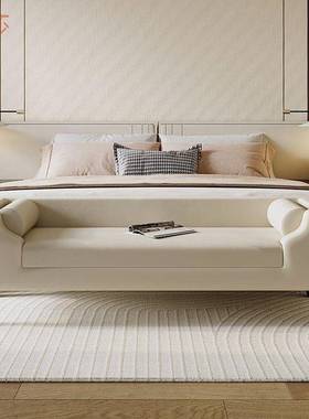 6uD现代简约床尾凳美式卧室布艺床头沙发床前凳更衣间长条沙发凳