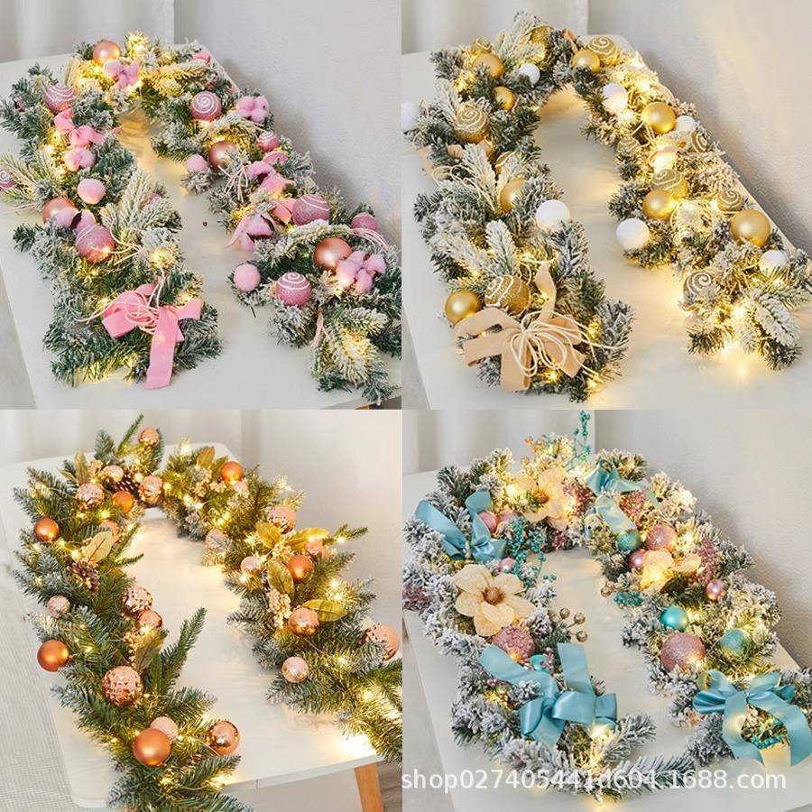 圣诞节场景布置创意加密雪花藤条商场橱窗门头楼梯扶手圣诞装饰