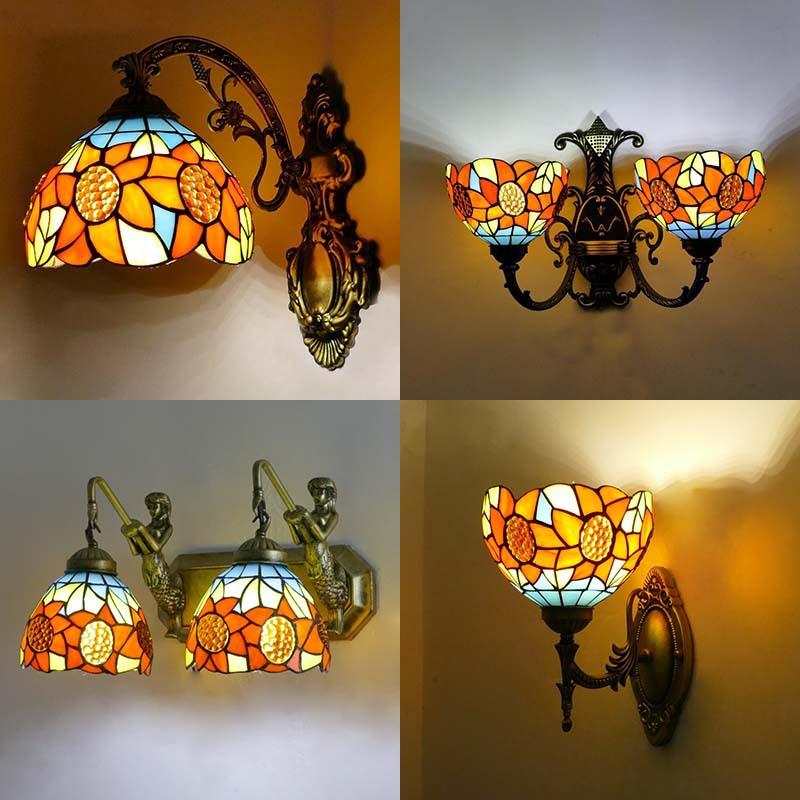 欧式单头壁灯床头灯饰卧室彩色玻璃灯具现代简约墙壁灯