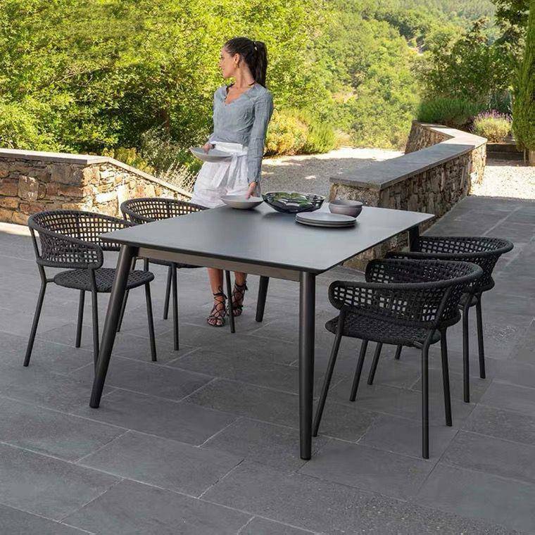 简约现代户外休闲桌椅组合室外藤椅三件套阳台庭院防水防晒藤编椅