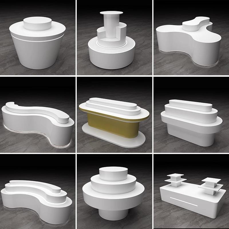 展台展示台烤漆圆形异形中岛柜中岛陈列架展厅展览玻璃展示柜