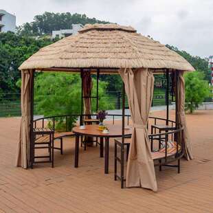 茅草亭子户外别墅庭院家用毛草棚稻草圆凉亭铁艺农家乐景区茶水亭