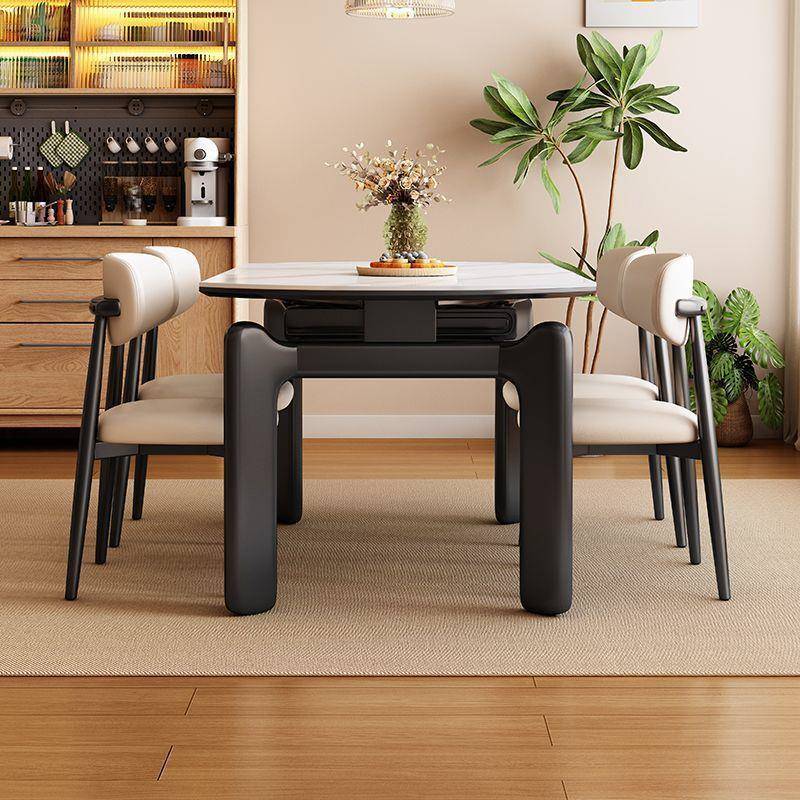 TXP1北欧风岩板餐桌椅组合现代简约家用小户型实木可伸缩电磁炉饭