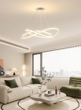 2023新款餐厅吊灯北欧现代简约led创意黑色铝材圈圈个性照明灯具