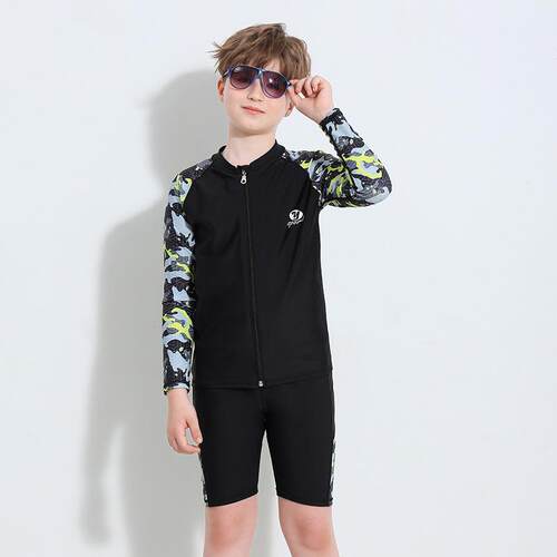 儿童泳衣男孩2023新款中大童青少年男童分体泳装速干泳衣泳裤套装