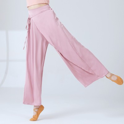 古典舞舞蹈裤直筒飘逸宽松阔腿裤中国舞形体练功设计感飘带裤