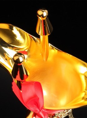 中式仿古青铜爵杯摆件复古金色酒杯金樽加官进爵家居装饰礼品道具