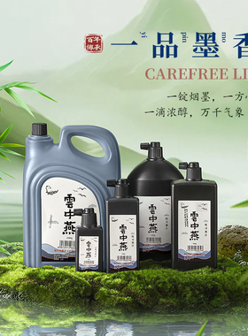 墨汁书法专用云中燕毛笔墨水2500克大桶大瓶书法专用小学生初学者毛笔字练习书画国画油烟墨液5斤黑墨汁小瓶