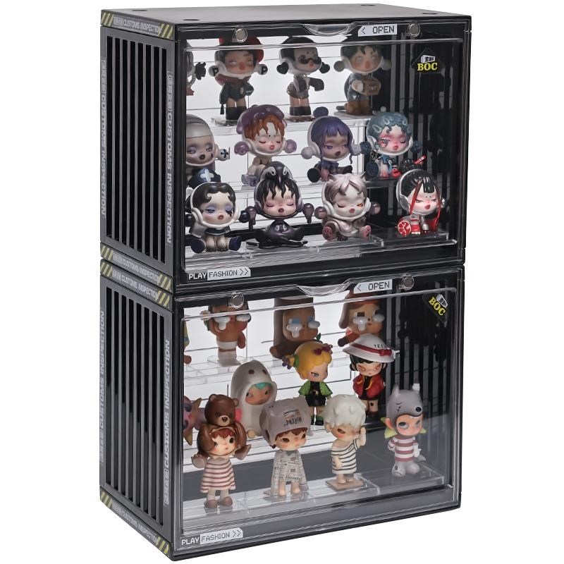 日本盲盒展示架收纳架泡泡玛特展示盒手办popmart集装箱展示柜
