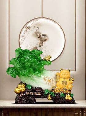 招财进宝白菜摆件招财猫客厅电视柜酒柜店铺收银台装饰品开业礼物