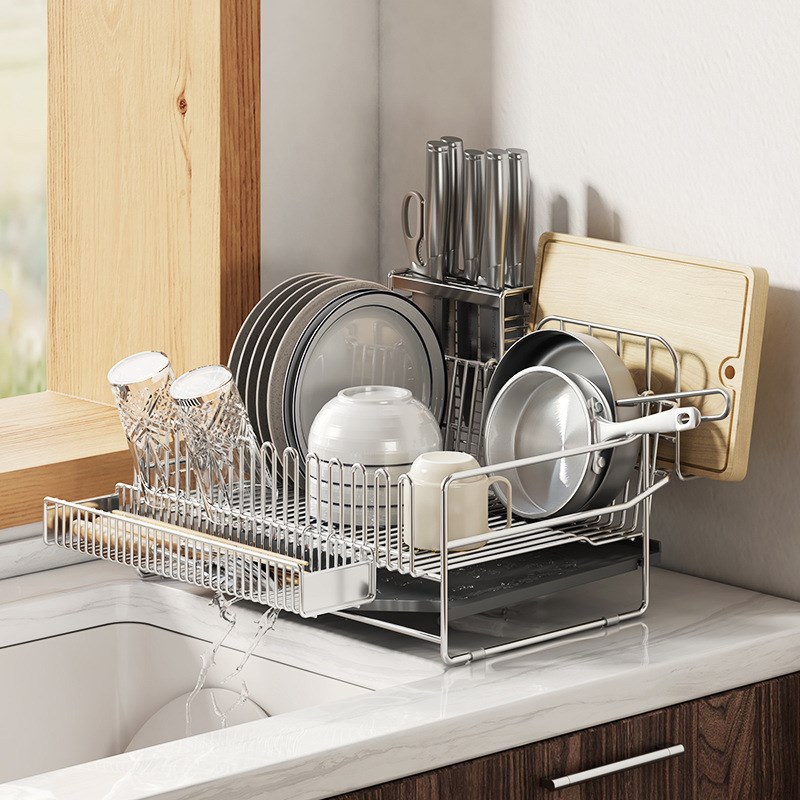 Kitchen Sink Drying Dish Rack Cup Holder Organizer Roll