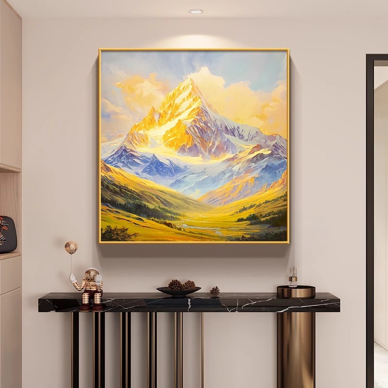 有山无水金山生财客厅方形装饰画入户门玄关过道壁画卧室餐厅挂画图片