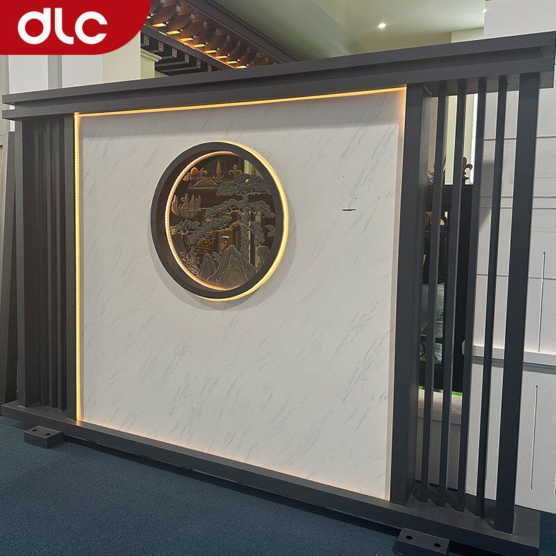 简约景墙屏风定制别墅围墙隔断庭院院子山水铝板影壁墙