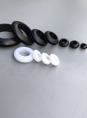 双面护线圈过线圈内径12mm黑白色PVC橡胶出线环电线保护套1000只