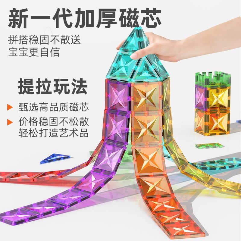 钻面大号彩窗磁力儿童益智玩具拼装磁性积木百变强磁礼物宝宝城堡