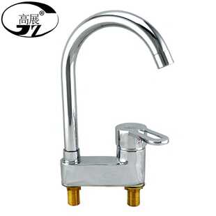 高展卫浴 铜单把双座 铜双联龙头 铜大韩国板凳面盆冷热混水龙头