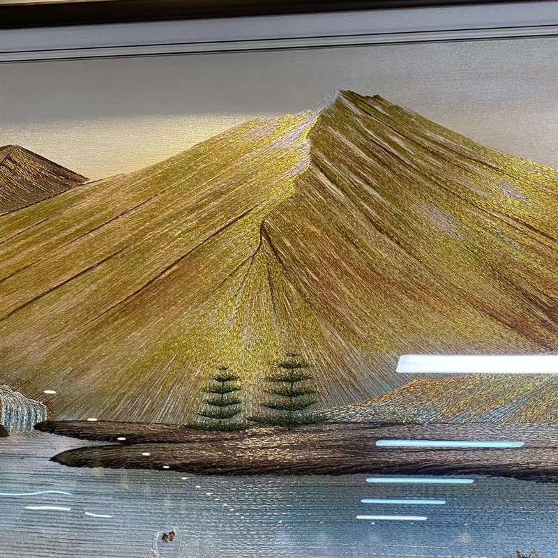 聚宝盆客厅沙发背景墙刺绣装饰画现代轻奢织锦苏绣壁画横幅挂画图片
