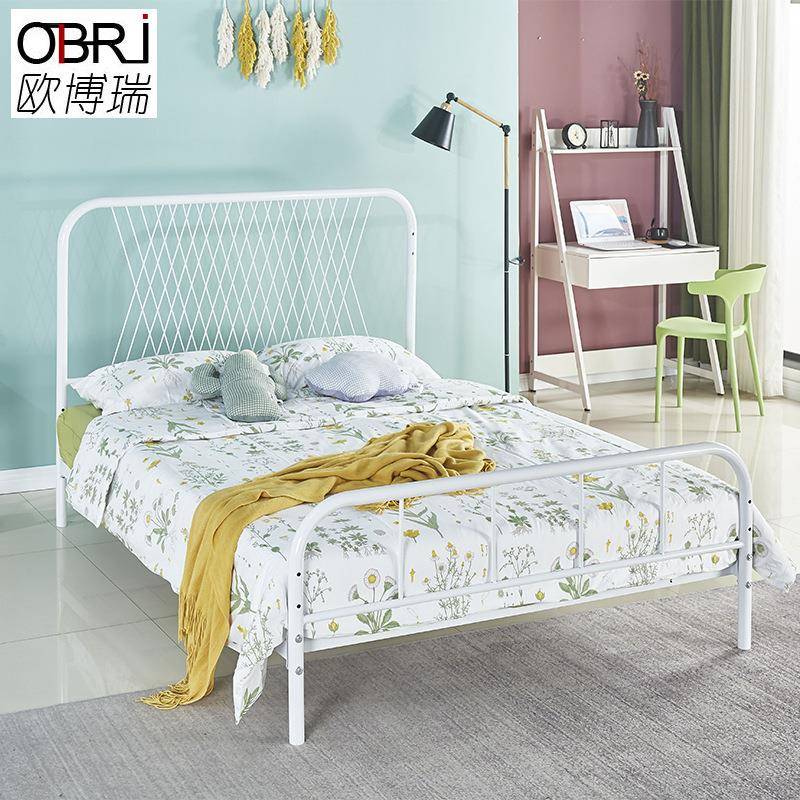 简易铁艺床家用双人铁架床宿舍公寓出租屋1.5米儿童单人铁架床