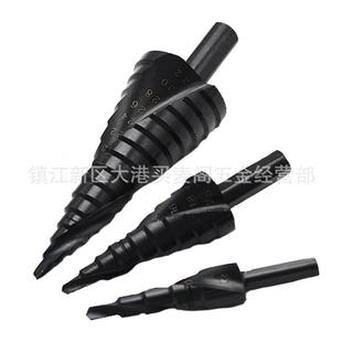 32开孔扩孔宝塔钻 204 3PC高速钢氮化黑三角柄螺旋阶梯钻4 124