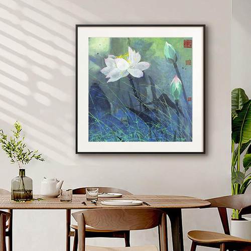 好运连连装饰画客厅玄关餐厅茶室办公室壁画新中式国画荷花挂画