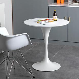 郁金香圆桌餐厅家用小户型饭桌现代简约白色圆形洽谈桌子北欧餐桌