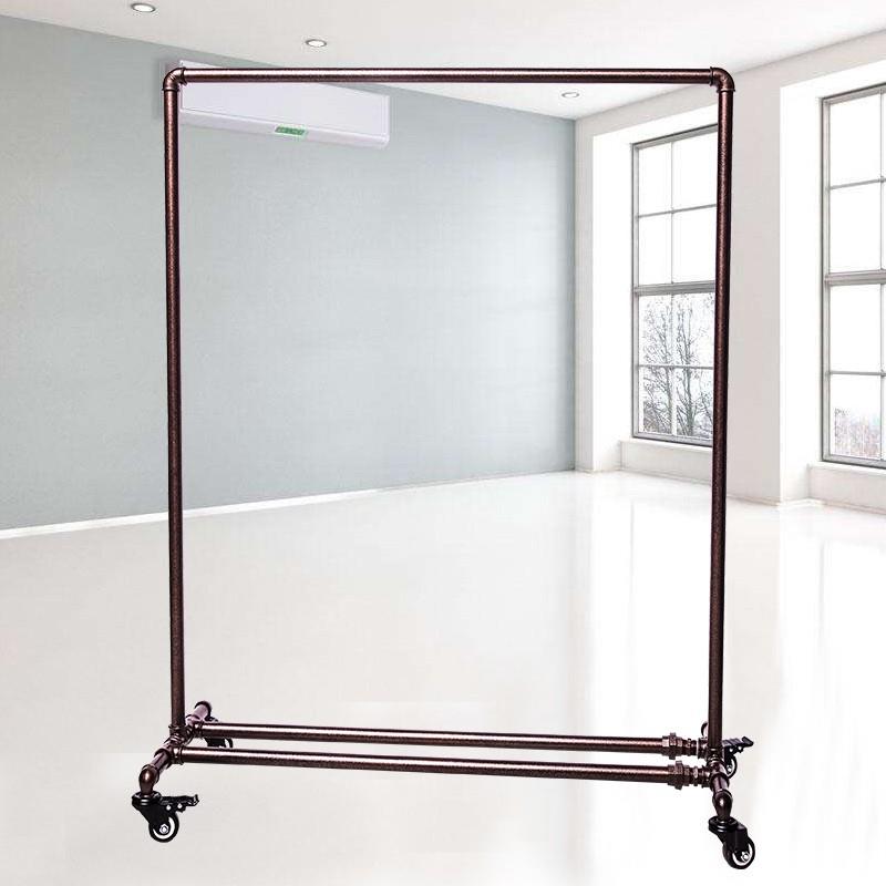 服装展示架水管龙门架铁艺晾衣架复古落地架服装店展会带轮挂衣架